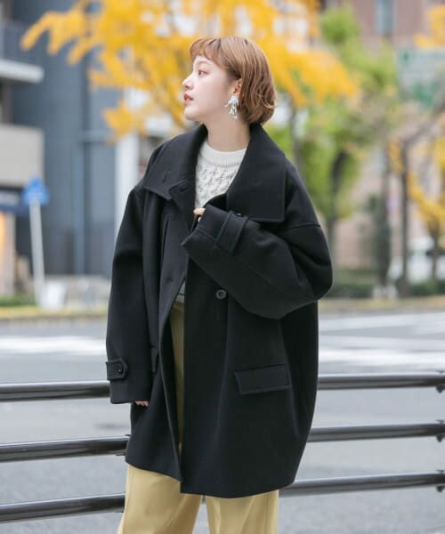 ＊＊KBF / ケービーエフ その他アウター | スタンドカラーコクーンミドルコート（BLACK）