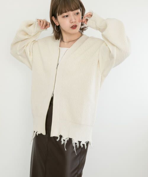 NOZOMI ISHIGURO ダメージニット カーディガン グレー NOZOMI ISHIGURO ダメージニット カーディガン グレー