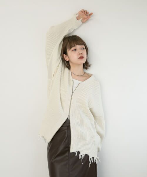 即日発送！Symmetry GYDAフロントZIPニットカーディガン L.GRY Symmetry GYDAフロントZIPニットカーディガン[品番：MKSW0059752