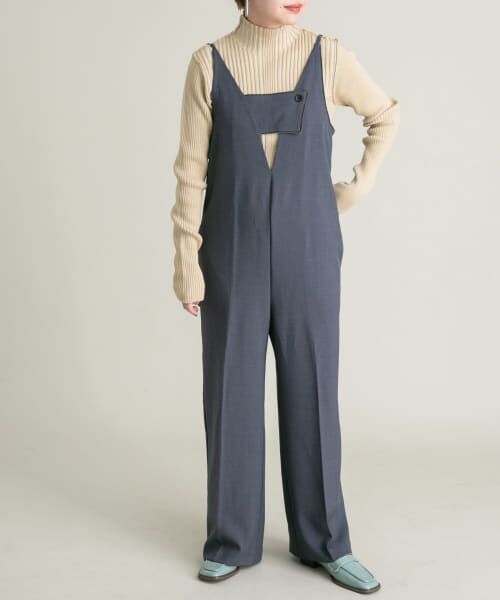 KBF 今期購入 新品 即完売品 ボンディング レース サロペット フロントZIPサテンサロペット （サロペット・オールインワン