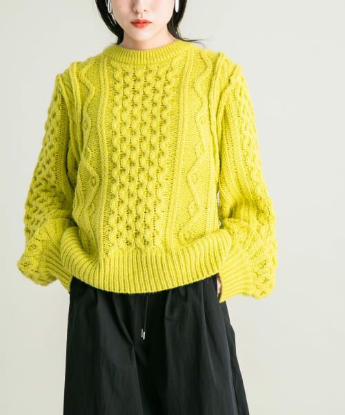 セール】 ボリュームスリーブケーブルニット （ニット・セーター