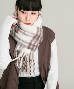 BIGフリンジチェックストール