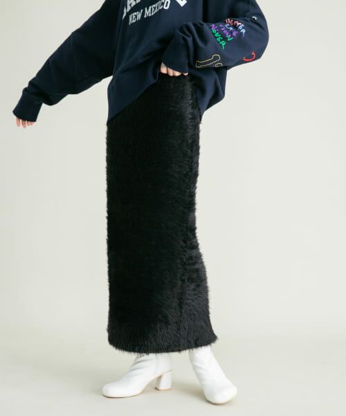 ＊＊KBF / ケービーエフ スカート | フェザーニットタイトスカート（BLACK）