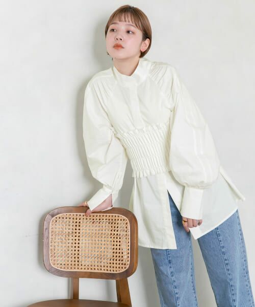 ＊＊KBF / ケービーエフ シャツ・ブラウス | シャーリングビスチェSETブラウス（OFF）
