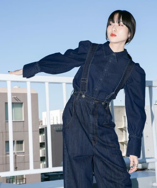 ＊＊KBF / ケービーエフ シャツ・ブラウス | タックスリーブデニムシャツ（BLUE）