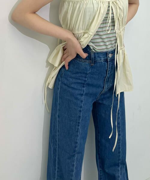 ＊＊KBF / ケービーエフ デニムパンツ | ウエストデザインデニム（BLUE）