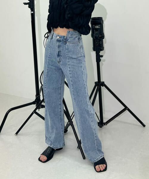 ＊＊KBF / ケービーエフ デニムパンツ | ウエストデザインデニム（L.BLUE）