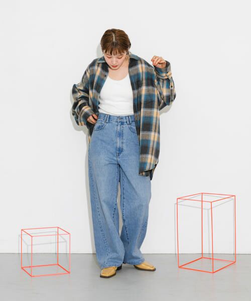 セール】 オーバーサイドラインデニム （デニムパンツ