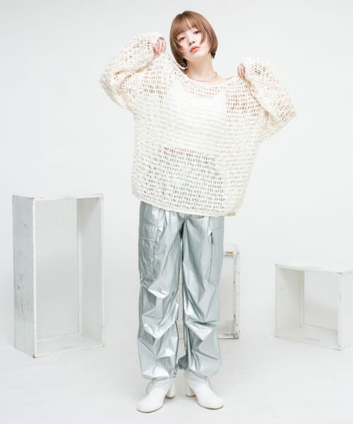 セール】 スラブメッシュニットプルオーバー （ニット・セーター