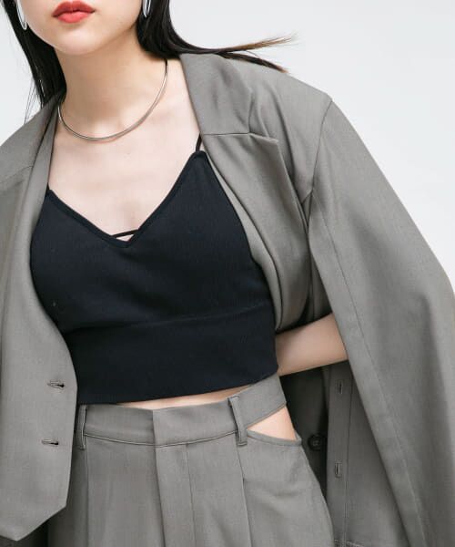 ＊＊KBF / ケービーエフ キャミソール・チューブトップ | カップ付きインナーキャミソール（BLACK）