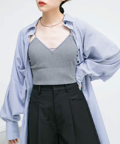 ＊＊KBF / ケービーエフ キャミソール・チューブトップ | カップ付きインナーキャミソール（TOP GRAY）