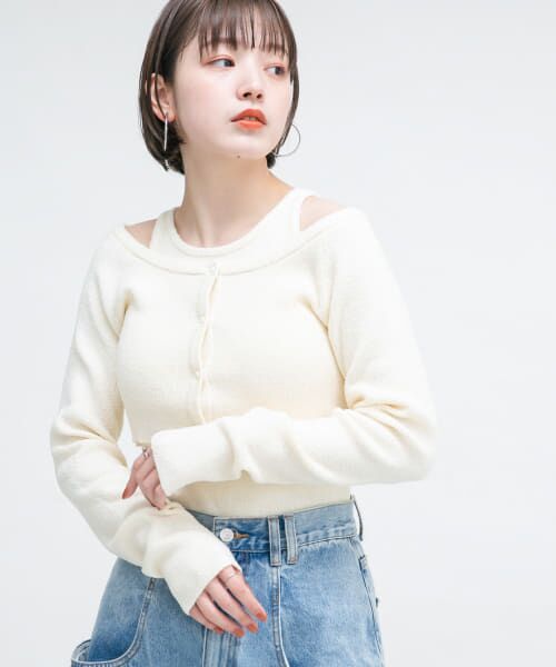 ＊＊KBF / ケービーエフ カーディガン・ボレロ | ブークレタンクトップSETカーディガン（IVORY）