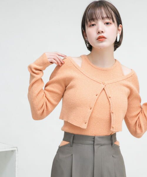 ＊＊KBF / ケービーエフ カーディガン・ボレロ | ブークレタンクトップSETカーディガン（L.ORANGE）