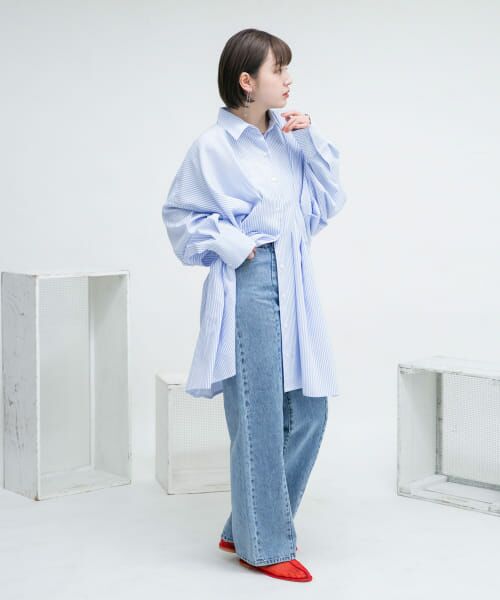 セール】 ストライプウエストタックミニワンピース （ワンピース