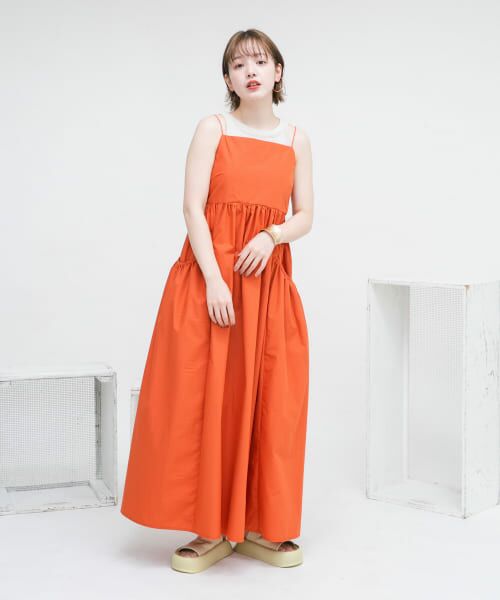 CELFORD ギャザープリーツワンピース 鮮やかオレンジ CELFORD ギャザープリーツワンピース 鮮やかオレンジ - メルカリ