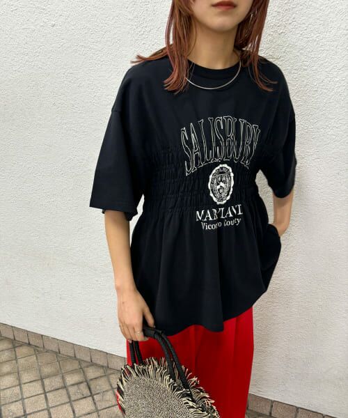 HTH shirring tee シャーリング　Tシャツ　ブラック　新品 shirring tee – YZ