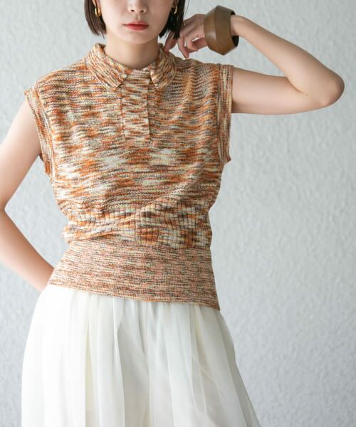 ＊＊KBF / ケービーエフ ニット・セーター | スリーブレスポロニット（ORANGE MIX）