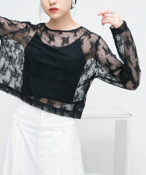 ブラックシアートップス ブラックレースシアートップス レディース : ZOZOTOWN Yahoo!店