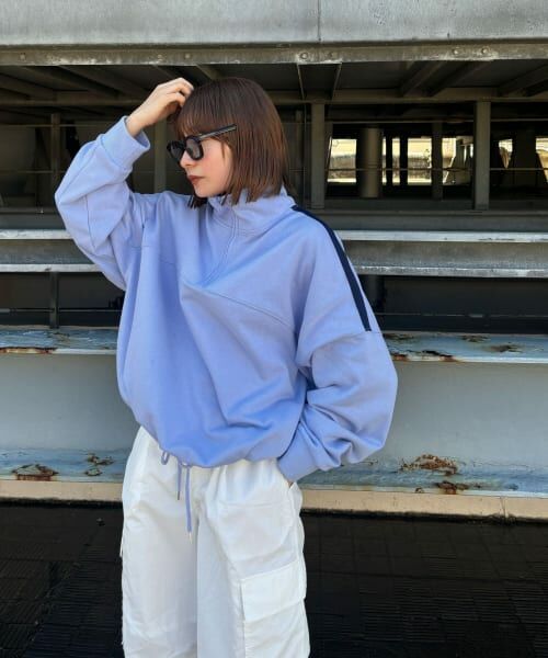 ＊＊KBF / ケービーエフ Tシャツ | ショルダーラインハーフZIPプルオーバー（LILAC）