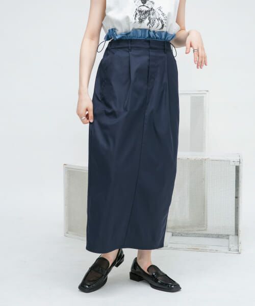 ＊＊KBF / ケービーエフ スカート | ウエストドロストレイヤードスカート（NAVY）