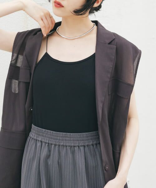 ＊＊KBF / ケービーエフ キャミソール・チューブトップ | スパゲティストラップカップ付きキャミ（BLACK）