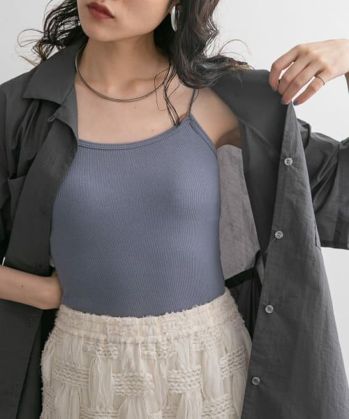 ＊＊KBF / ケービーエフ キャミソール・チューブトップ | スパゲティストラップカップ付きキャミ（BLUE GRAY）