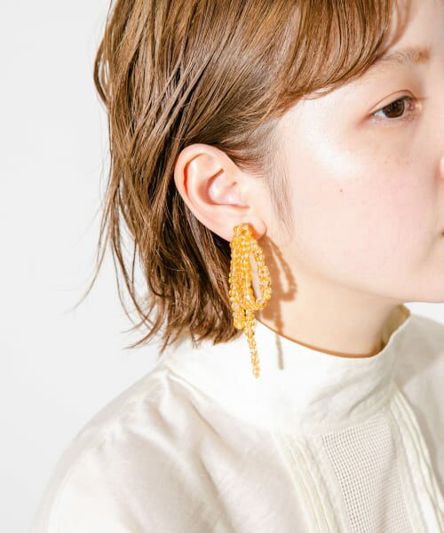 ＊＊KBF / ケービーエフ ピアス・イヤリング | リボンビーズイヤリング（ORANGE）