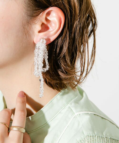 ＊＊KBF / ケービーエフ ピアス・イヤリング | リボンビーズイヤリング（CLEAR）