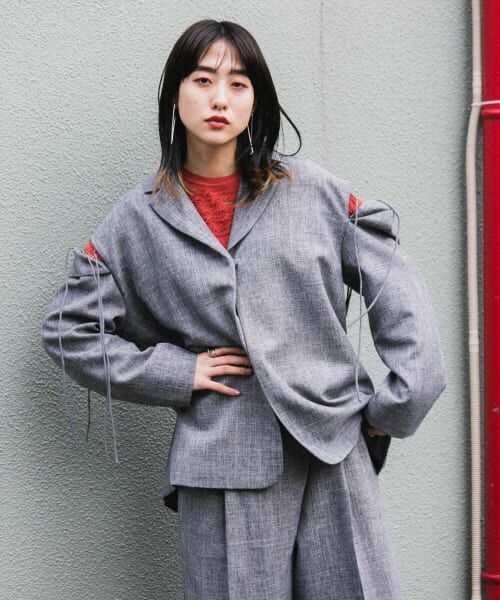 ＊＊KBF / ケービーエフ テーラードジャケット | リボンディティールジャケット（GRAY）