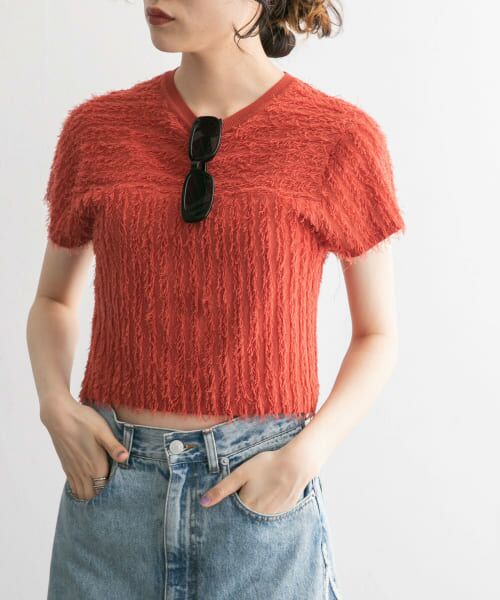 ＊＊KBF / ケービーエフ ニット・セーター | ミニフリンジニットTEE（TERRACOTTA）