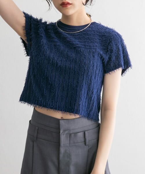 ＊＊KBF / ケービーエフ ニット・セーター | ミニフリンジニットTEE（NAVY）
