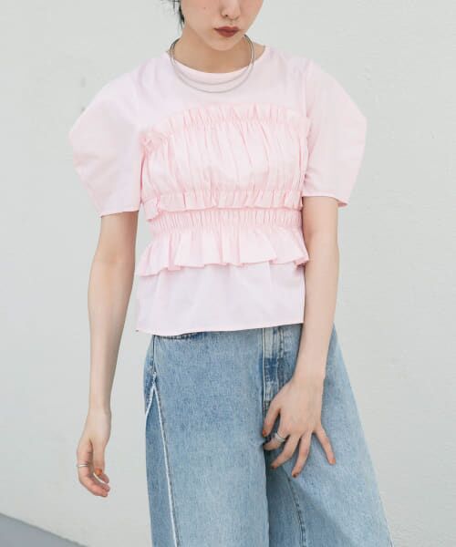 ＊＊KBF / ケービーエフ シャツ・ブラウス | シャーリングビスチェブラウス（PINK）