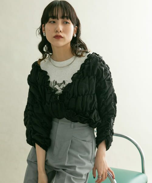 ＊＊KBF / ケービーエフ シャツ・ブラウス | マルチWAYシャーリングブラウス（BLACK）