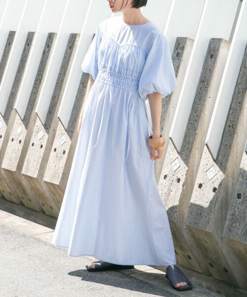 BRIFING ワンピース セール】 カーブラインドロストシャーリングワンピース （ワンピース