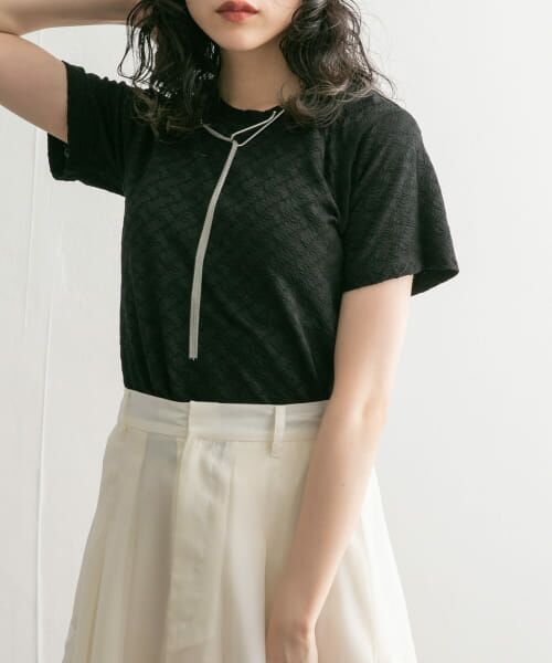 ＊＊KBF / ケービーエフ Tシャツ | ステッチデザインシャーリングTEE（BLACK）