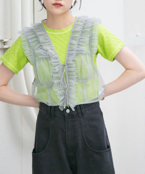 ＊＊KBF / ケービーエフ Tシャツ | ステッチデザインシャーリングTEE（LIME）