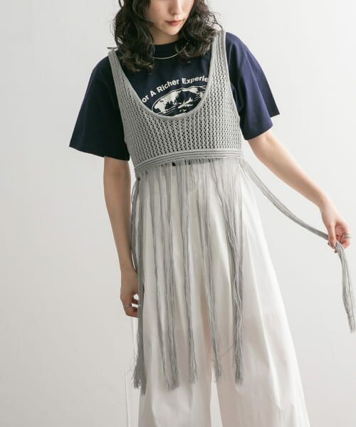 ＊＊KBF / ケービーエフ ニット・セーター | フリンジニットタンクトップ（BLUE GRAY）