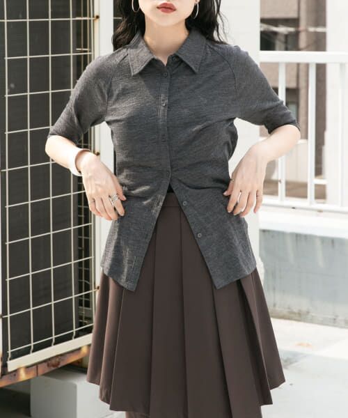 ＊＊KBF / ケービーエフ カーディガン・ボレロ | ジャガードポロカーディガン（CHARCOAL）