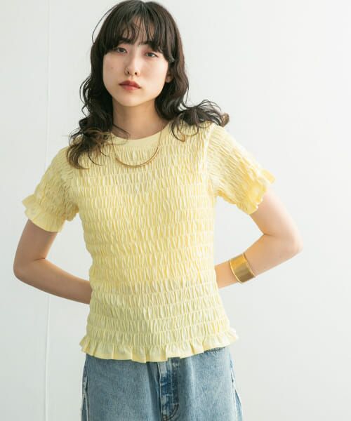 ＊＊KBF / ケービーエフ Tシャツ | シャーリングプチフリルTEE（YELLOW）