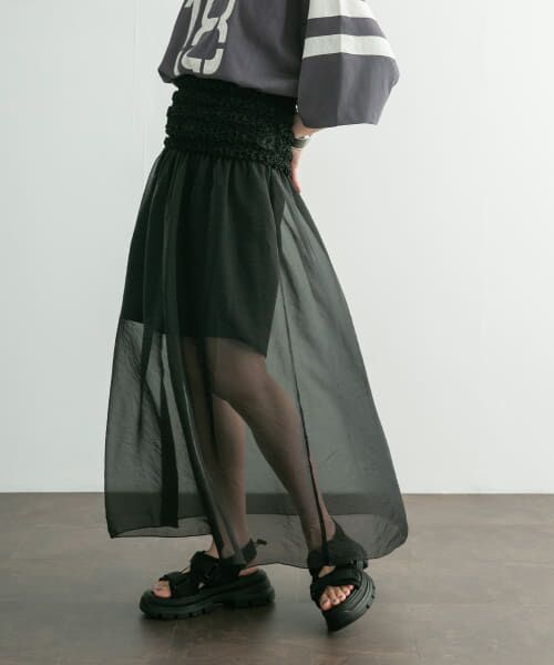 ＊＊KBF / ケービーエフ ワンピース | 2WAYシャーリングシアーワンピース（BLACK）