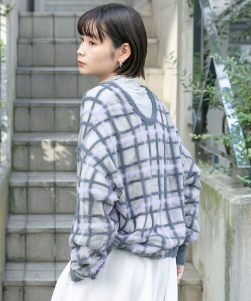 ＊＊KBF / ケービーエフ ニット・セーター | シアーチェックフェザーニット（CCL×LVD）