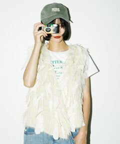 シャギーニットリボンベスト