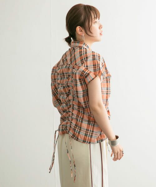 セール】 ドロストシアーチェックブラウス （シャツ・ブラウス
