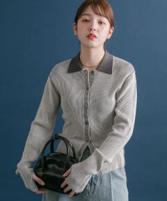 バイカラーポロRIBニット