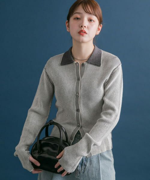 ＊＊KBF / ケービーエフ ニット・セーター | バイカラーポロRIBニット（IVORY×CCL）