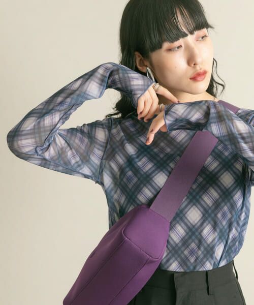 ＊＊KBF / ケービーエフ Tシャツ | シアーメロートップス（BLUE CHECK）