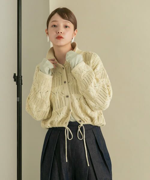 ＊＊KBF / ケービーエフ カーディガン・ボレロ | 透かし編みニットカーディガン（IVORY）