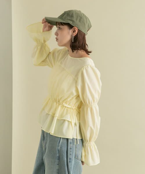 セール】 2WAYチュールドッキングブラウス （シャツ・ブラウス