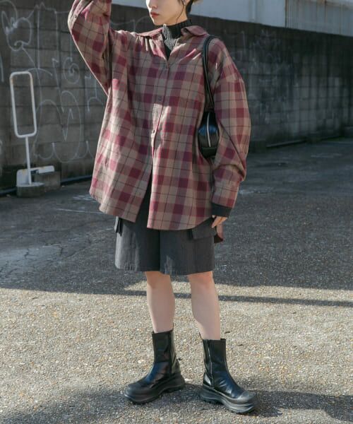 ＊＊KBF / ケービーエフ シャツ・ブラウス | BIGチェックシャツ（MOC×R.BRN）