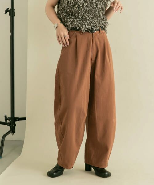 KBF バイカラーコクーンパンツ　ブラウン KBF パンツ 「2サイズ展開」バイカラーコクーンパンツ